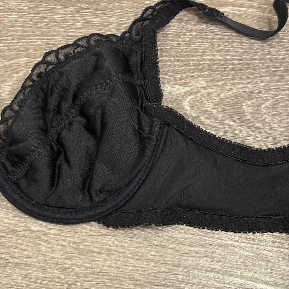 VTG 00s Victoria's Secret Black Velvet Embroidered Lace Demi Underwire Bra 36 - Picture 7 of 11